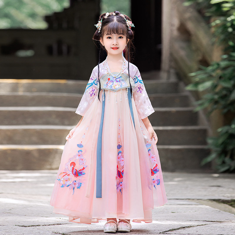 儿童汉服古装超仙夏季中国风夏樱花 柠溪民族服装/舞台装