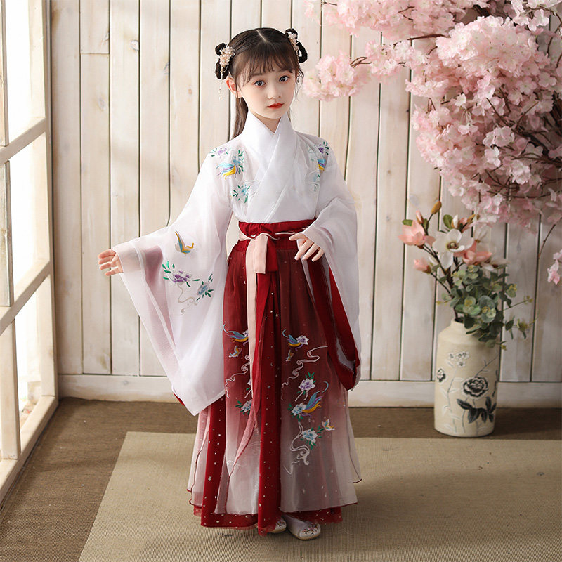 中国风古装原创女童交领学生汉服 柠溪民族服装/舞台装