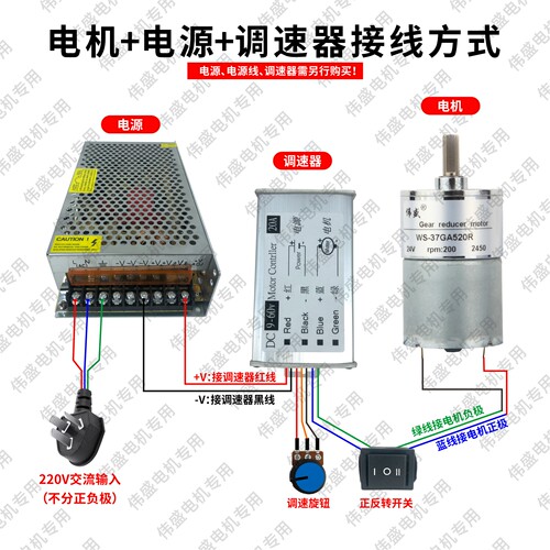 37GA520R直流齿轮减速电机12V24V微型慢速可调速正反转有刷小马达 - 图2