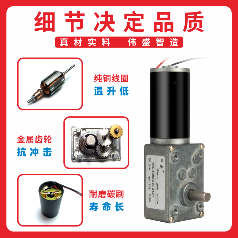 伟盛涡轮蜗杆减速电机小型31ZY机器人驱动马达12V24V微型直流电机