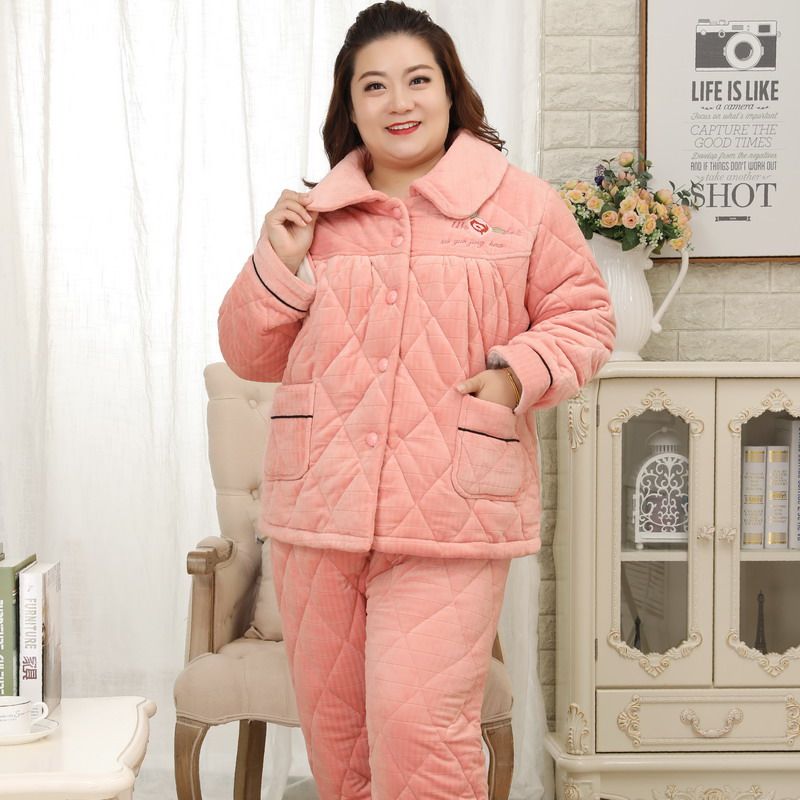 女棉睡衣加肥加大码200斤加厚夹棉法兰绒三层保暖睡衣胖mm家居服,淘宝优惠券,粉丝福利购,淘宝优惠卷