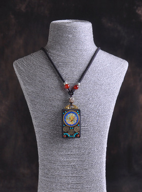 藏式尼泊尔手工佛牌项链唐卡毛衣链西藏女财神扎基拉姆平安牌