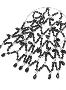 新款黑珍珠网状发箍复古风重工时尚宴会头饰Hair chain