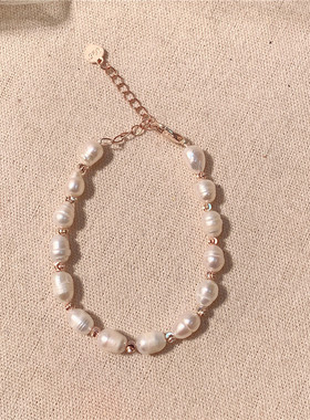 巴洛克淡水珍珠手链女 新款复古法式温柔ins风小众设计感手饰