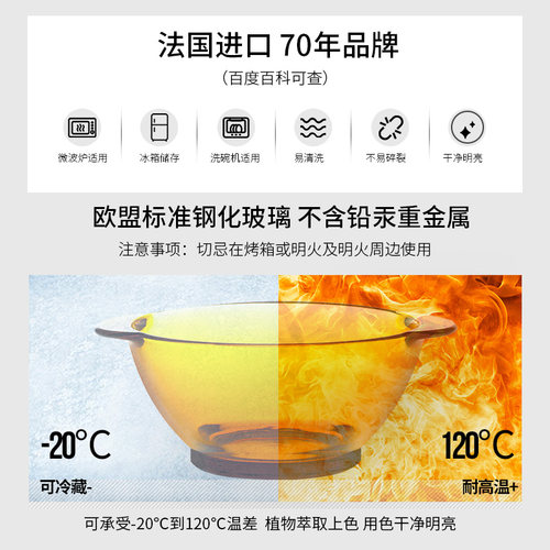 【店长推荐】多莱斯法国进口2人6件套碗盘套装钢化玻璃耐摔餐具-图3