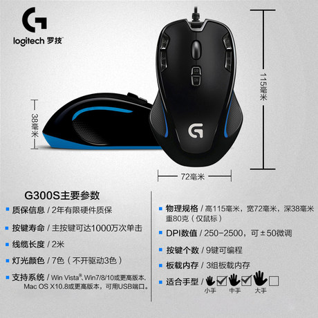 Official Flagship Logitech G300s Wired Gaming Mouse Mechanical Cf Playerunknown S Battlegrounds Eating Chicken League Of Legends