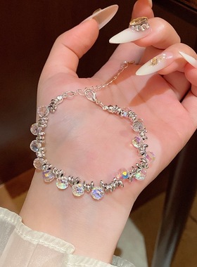 2025新款梦幻彩珠小灯泡碎银手链女轻奢小众设计高级感叠戴手饰