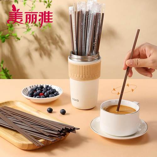 美丽雅三品咖啡搅拌棒一次性热饮吸管搅拌棒二合一150支独立包装 - 图3
