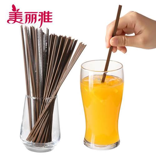 美丽雅三品咖啡搅拌棒一次性热饮吸管搅拌棒二合一150支独立包装 - 图0