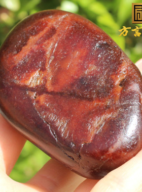 方言和田玉特色新疆老熟红沁籽料独籽原石象形龟壳摆件手把件A5