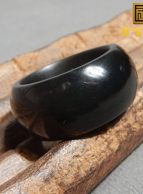 方言企业和田玉佩戴新疆塔县黑青玉一细料内径21mm精美扳指指环R3