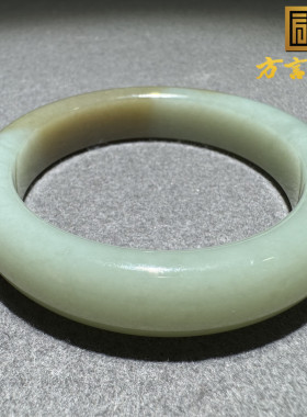 高品质方言新疆和田玉且末老料且末蓝带糖精美油糯细腻57mm手镯S