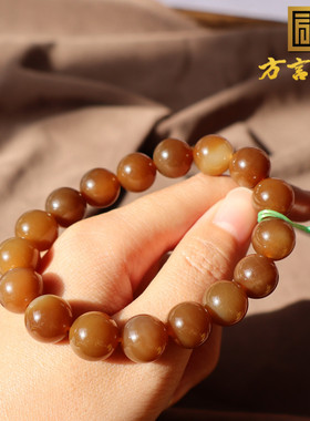 新疆且末料红糖玉卡12mm圆珠手串