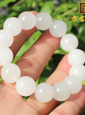 金丝玉白玉14mm圆珠手串