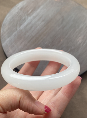 金丝玉天山翠高冰底白玉54mm手镯