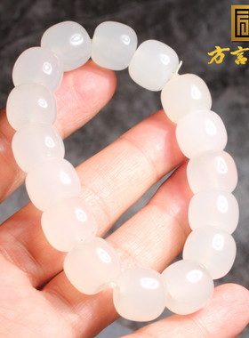 宝石光金丝玉14mm老型珠手链