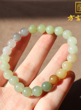新疆糖玉晴水黄口多宝8m圆珠手串
