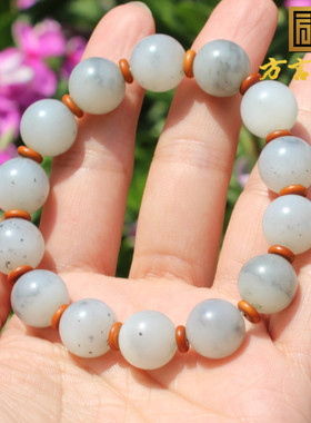 方言和田玉油润点墨青花籽料手串
