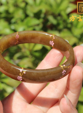 亏麻了方言和田玉珍藏级且末料老坑红糖景泰蓝工艺54mm女士手镯A2