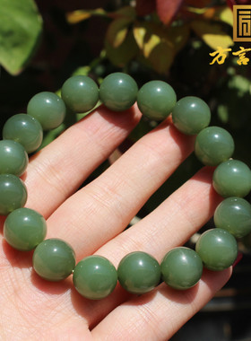 俄罗斯料苹果绿碧玉12mm圆珠手串