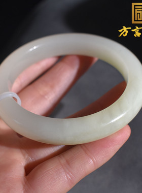 方言品牌和田玉精品温润青海料老坑白玉内径卡55mm正装玉手镯R1