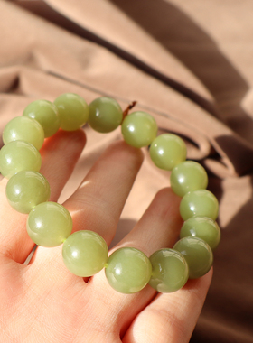 新疆油润且末青黄口12mm圆珠手串