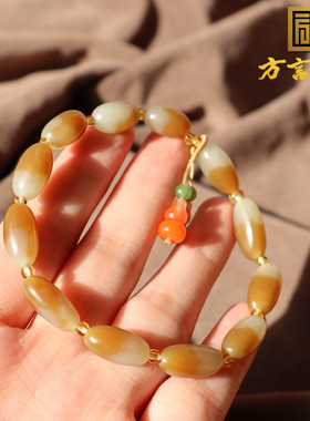 新疆且末糖白玉聚宝盆7m桶珠手链