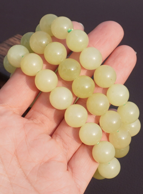 方言新疆若羌料黄色名品黄玉手串