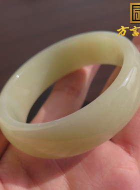 抢疯了方言和田玉精品新疆且末料青白玉油润内径59mm宽条手镯子X5