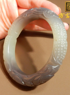 方言青海老坑浓烟紫如意58mm手镯