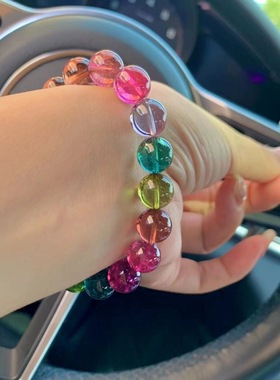 女士碧玺天然渐变彩虹纯净体