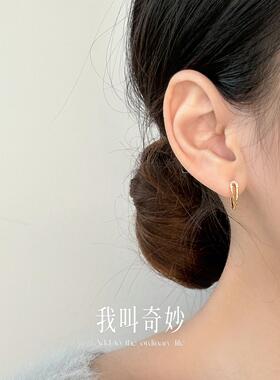 法式水滴闪钻925银耳圈耳环