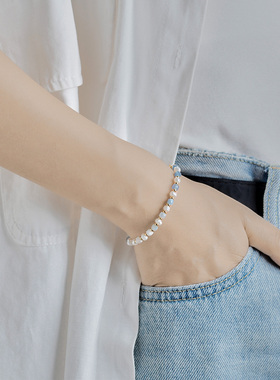 天然珍珠手饰海蓝宝小众设计