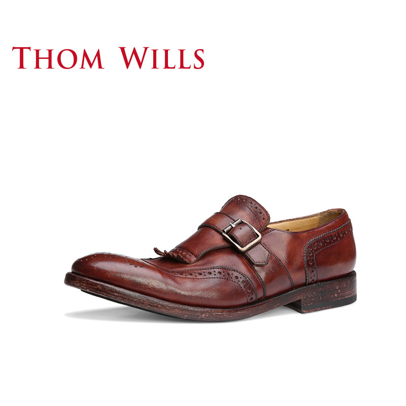 thomwills复古手工做旧布洛克男鞋 thomwills单鞋