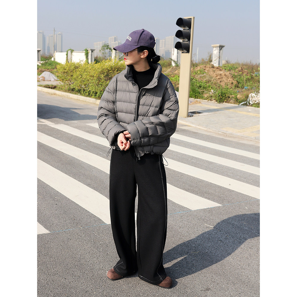 故岛排骨羽绒服女短款立领轻薄2025新款90白鸭绒小个子冬季外套女,淘宝优惠券,粉丝福利购,淘宝优惠卷