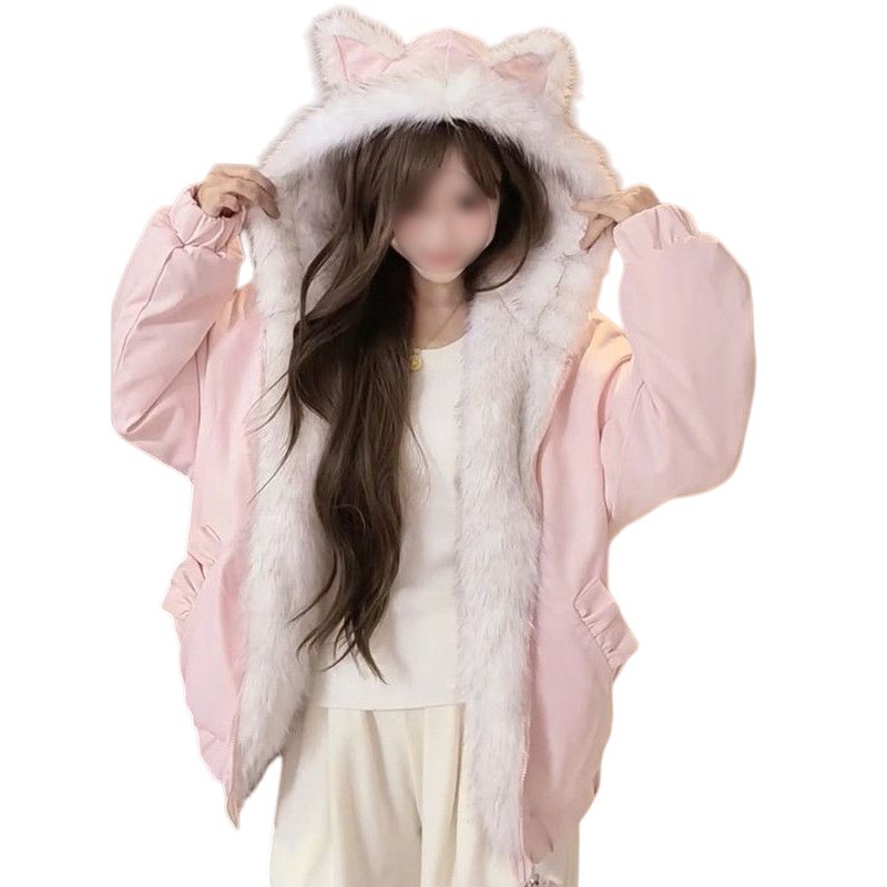 甜美小个子双面穿座山雕外套加厚保暖棉服女冬季新款可爱连帽棉衣,淘宝优惠券,粉丝福利购,淘宝优惠卷