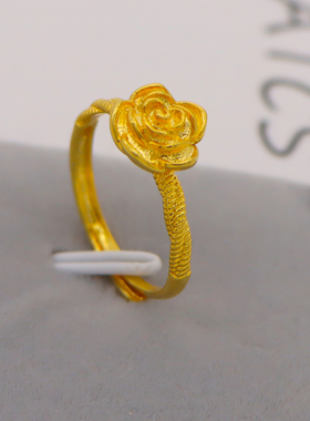 越南沙金复古玫瑰花戒指