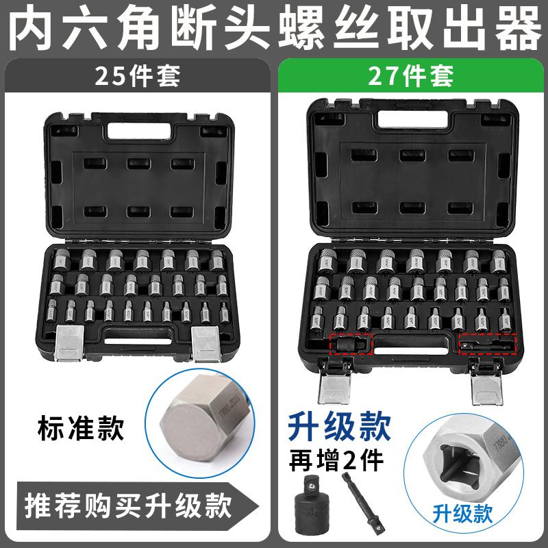 25件套内六角螺丝螺母取出器破损滑丝滑牙断头螺帽螺栓拆除工具 - 图2