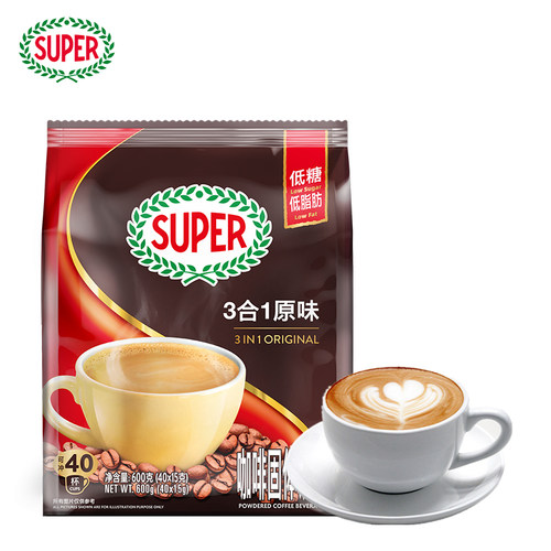马来西亚进口super超级咖啡原味三合一速溶咖啡粉低糖低脂肪提神 - 图0