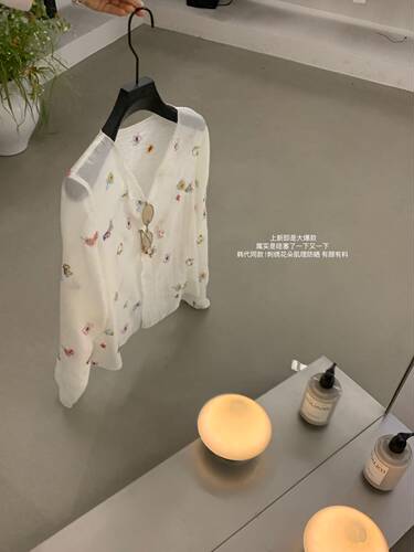 Rosie/olive正品～韩代同款刺绣小花衬衫防晒小衫温柔氛围感 - 图0