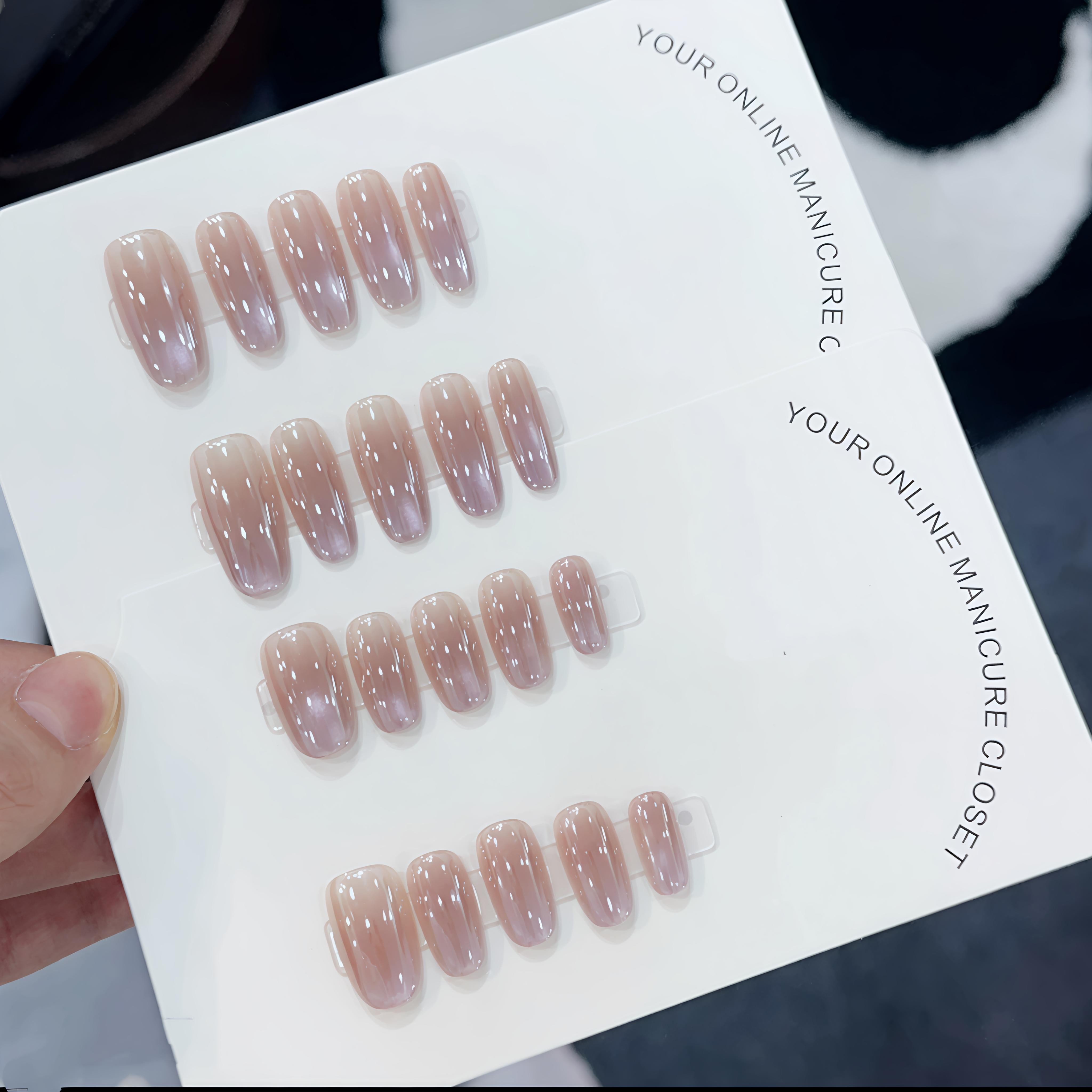 紫凝晨露纯手工穿戴美甲水光肌电镀魅紫猫眼假指甲美甲贴片10片,淘宝优惠券,粉丝福利购,淘宝优惠卷