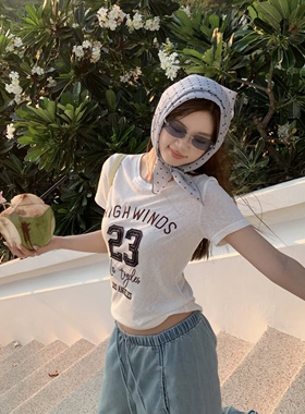 法式度假风温柔波点丝巾女春夏装饰旅游拍照头巾薄款方巾包头巾