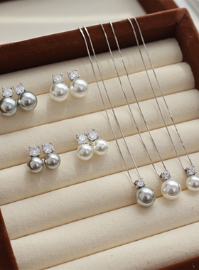 施家珍珠~【经典戴妃】简约轻奢珍珠耳钉/项链，S925银高级感吊坠