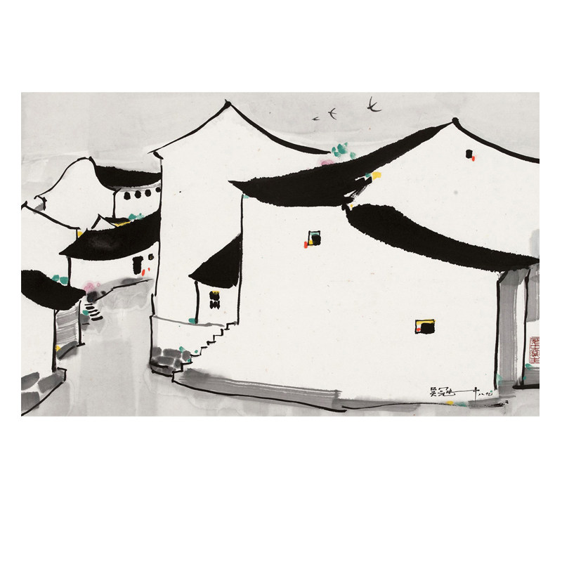 吴冠中近现代国画油画高清图片电子版风景山水花鸟水墨绘画素材
