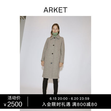 ARKET女装中长款宽松毛呢大衣2022秋冬新款冷淡女大衣中长款-图2