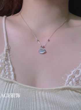 s999纯银平安锁项链女轻奢小众设计感锁骨链送女友情人节礼物