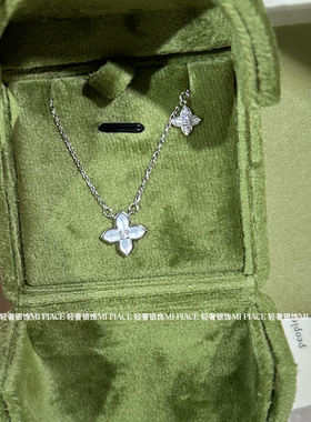 s999纯银贝母四叶草项链女轻奢小众高级感锁骨链送女友情人节礼物
