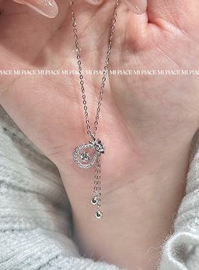 s999纯银钱袋流苏项链女轻奢小众高级感锁骨链送女生闺蜜生日礼物