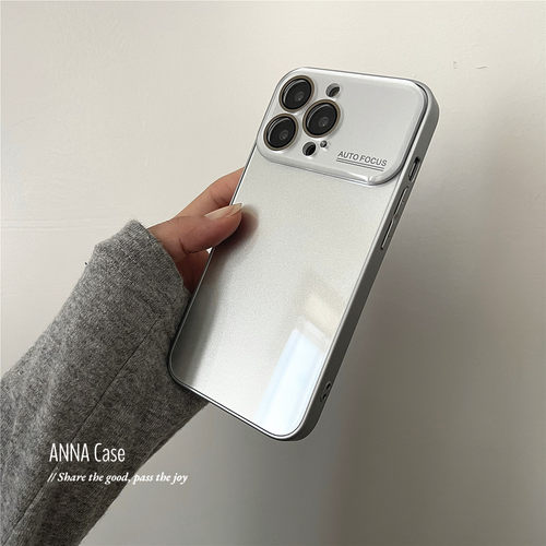 ANNACASE高级简约清透银灰大视窗适用苹果17promax手机壳iphone17光面15pro新款16全包16promax防摔保护套14 - 图2