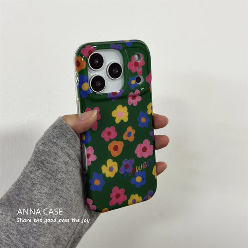 ANNACASEins复古绿油画彩色小花17适用苹果17promax手机壳iphone14全包17pro新款15pro软16promax防摔保护套 - 图3